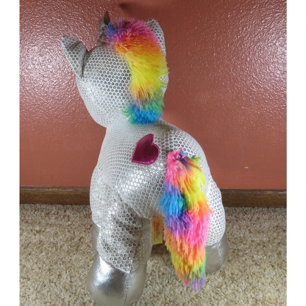 Unicorn Plush Dan Dee Collector’s Choice “Be Jolly” Silver Sequined Rainbow 20”